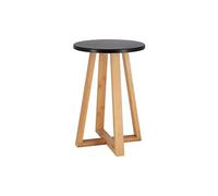 Tendance Tabouret Pieds bambou et plateau MDF noir 43 cm Noir/Bambou