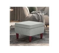 Tabouret avec Pieds en Bois Gris Clair Velours Siège Pouf Repose-pied vidaXL