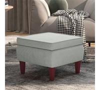 Tabouret avec pieds en bois Gris clair Velours Gris G