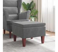 Tabouret avec Pieds en Bois Gris Clair Velours Siège Pouf Repose-pied vidaXL