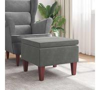 Tabouret avec Pieds en Bois Gris Clair Velours Siège Pouf Repose-pied vidaXL
