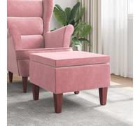 vidaXL Tabouret avec pieds en bois Rose Velours
