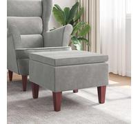 Tabouret avec Pieds en Bois Gris Clair Velours Siège Pouf Repose-pied vidaXL