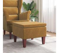 Tabouret avec Pieds en Bois Gris Clair Velours Siège Pouf Repose-pied vidaXL