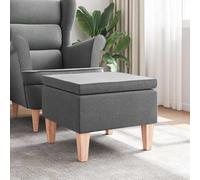 Tabouret avec pieds en bois, gris foncé, tissu rembourré, 52 x 52 x 42 cm, pliable, empilable, comme tabouret, repose-pieds pour salon, cuisine, balcon, jardin