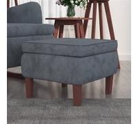 Tabouret avec pieds en bois Gris foncé Velours