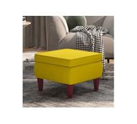 Tabouret avec Pieds en Bois Siège Pouf Repose-pied Tabouret de Canapé Salon Salle de Séjour Chambre à Coucher Intérieur Jaune Velours