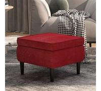 Vidaxl Tabouret Avec Pieds En Bois Rouge Bordeaux Velours Marron
