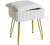 Tabouret avec rangement, repose-pieds ottoman, petite table d'appoint, 4 pieds métalliques, pieds antidérapants pour salle de maquillage, chambre à coucher, violet