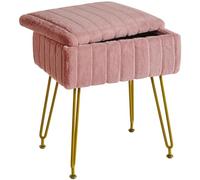 Tabouret avec rangement, repose-pieds ottoman, petite table d'appoint, 4 pieds métalliques, pieds antidérapants pour salle de maquillage, chambre à coucher, violet