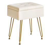 Tabouret avec rangement, repose-pieds ottoman, petite table d'appoint, 4 pieds métalliques, pieds antidérapants pour salle de maquillage, chambre à coucher, violet