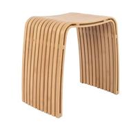 Tabouret Banc en Bambou Naturel Massif, Incurvé à Deux Niveaux, Repose-Pieds Élégant & sans Assemblage, Moderne Tabouret de Coiffeuse pour Salle de Bain, Chambre Salon