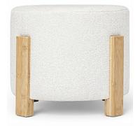 Atmosphera - Tabouret Bansa - Bouclette bambou - Blanc - Ø37,5×32 cm