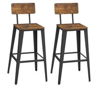 Tabouret Bar Industriel, Lot de 2, Marron Rustique et Noir d'Encre