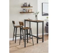 Tabouret Bar Industriel, Lot De 4, Chaise Bar Cuisine, Avec Dossier, Cadre En Acier, Montage Facile, Style Industriel, Marron Rustique Et Noir D'encre
