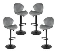 Tabouret Bar, Lot de 4, Chaise de Bar pour Cuisine, Siège Pivotant à Hauteur Réglable, Montage Facile, Moderne Tabouret Haut pour Bar, Cuisine, Salle à Manger (Gris Clair - 2PCS)