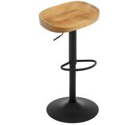 WOLTU Tabouret Bar, Réglable en Hauteur, Chêne Foncé | Chaise Haute Industrielle, Pivotant à 360°, avec Repose-Pieds, pour Cuisine, Salon, Salle à Manger, Cadre en Métal