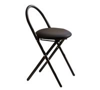 Tabouret Bar Pliable avec Dossier, Chaise Rembourrée Robustee Portable avec Pieds Anti Dérapants pour Cuisine, Pique Nique, Jardin(Black)