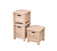 Tabouret Bas 1 Tabouret carré de Rangement en Bois Massif avec tiroir, entrée, Couloir, Changement Chaussures, Banc, canapé, Table Chevet, Armoire ottomane pour Maison(Log Color-M)