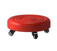 Tabouret Bas à poulie, Tabouret Roulant Basse Hauteur, sièges de en Cuir avec Roue, Petit Amovible for la Maison, siège roulettes Rond pour Accueil(Corrugated Red)