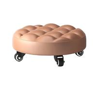 Tabouret Bas à poulie, Tabouret Roulant Basse Hauteur, sièges de en Cuir avec Roue, Petit Amovible for la Maison, siège roulettes Rond pour Accueil(B Bread Gold)