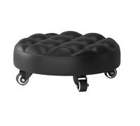 Tabouret Bas à poulie, Tabouret Roulant Basse Hauteur, sièges de en Cuir avec Roue, Petit Amovible for la Maison, siège roulettes Rond pour Accueil(Bread Black)