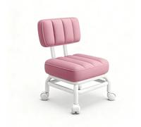 Tabouret bas à roulettes avec dossier, chaise de maquillage rotative pour salon, bureau, cuisine, maison, chaise de coiffeuse multifonction