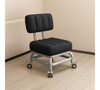 Tabouret bas à roulettes avec dossier court et pivotant à 360 °, parfait pour la pédicure à la maison, petit tabouret en cuir sur roulettes, fauteuil roulant compact pour une utilisation polyvalente.