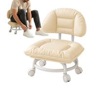 Tabouret Bas à Roulettes avec Dossiers, Petit Siège Travail Pivotant 360° | Ergonomique pour Pédicure, Bricolage, Garage et Ménage, Coussin Rembourré en Similicuir, Hauteur 41cm