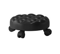 Tabouret Bas à roulettes Rond, Tabouret à poulie pour Fitness, sièges de Tabouret pivotant en Cuir PU, Roues universelles pour Tabouret de Fitness avec roulettes Ron Black