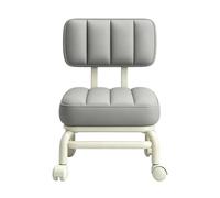Tabouret bas à roulettes Siège imperméable pivotant à 360° avec coussin | Tabouret bas roulant avec Pour salle de bain cuisine coiffeuse studio atelier garage bureau Gris