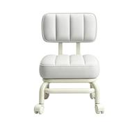Tabouret bas à roulettes Siège pivotant 360° imperméable avec coussin épais | Tabouret roulant bas avec pour bureau à domicile garage atelier studio coiffeuse cuisine salle de Beige