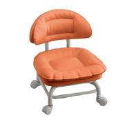 Tabouret bas avec pivotant à 360° et siège rembourré | Roulettes silencieuses, support dorsal ergonomique, design compact sans accoudoirs, chaise roulante stable