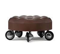 Tabouret Bas avec Roues, Siège Rouleau Court Roller Tabouret PU Cuir Roller Tabouret Siège Home Office Fitness Universal Wheel Round Roller Tabouret Brown