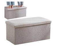 Tabouret Bas Banc Ottoman Multifonctionnel Pliable for Changer de Chaussures, Tabouret Rangement en Tissu, boîte rectangulaire Coton et Lin pour Maison