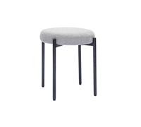 Tabouret bas empilable en tissu effet velours texturé gris clair et métal noir H41 cm KIKO