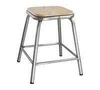 Tabouret bas en acier galvanisé avec assise en bois Bolero Cantina (lot de 4)