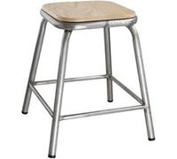 Tabouret Bas en Acier Galvanisé avec Assise en Bois (x 4) - Bolero - Acier galvanisé blanc G