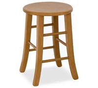 Tabouret bas en bois de noyer clair avec assise ronde H 47 cm