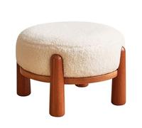 Tabouret Bas en Bois Massif avec Assise Rembourrée, Petit Siège et Repose-Pieds pour Canapé, Tabouret au Style Simple pour Salon et Maison (A)