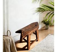 Tabouret Bas En Bois Massif Forme Poisson, Marchepied Bout De Lit De Chambre 40/46/55 Cm Banc Salle A Manger, Petit Tabouret Bois pour Banc Entree Intérieur Repose-Pieds(Brown,46*18*30 cm)