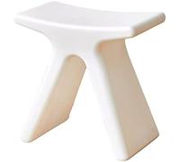 Tabouret Bas en Plastique Créatif, Tabouret De Douche De Salle De Bain Antidérapant Imperméable, Siège Confortable pour Chaussures À Changement Fort pour Salon Chambre Cuisine, 43.5×24×41.5cm,Blan