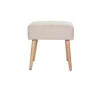 Miliboo Tabouret Bas en Tissu Effet Velours texturé Beige et Bois Clair Massif H46 cm GUESTA