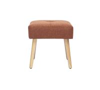 Tabouret bas en tissu effet velours texturé terre brûlée et bois clair massif H46 cm GUESTA
