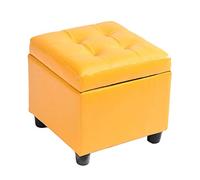Tabouret bas multifonctionnel ottomane doux doux pour la peau imperméable facile à nettoyer Jaune 35 x 35 x 35 cm