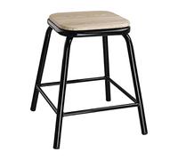 Tabouret bas noir avec assise en bois Bolero Cantina (lot de 4)