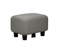 Tabouret Bas,Ottoman, Repose-Pieds avec Coussin en Éponge Élastique, Cadre Cuir Et Bois Massif Moderne(White)