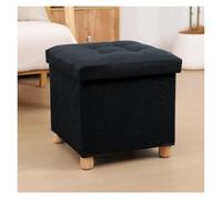 Tabouret Bas,Ottoman, Repose-Pieds Pliable avec Pieds en Bois for Le Salon Moderne(Black)