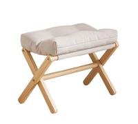 Tabouret Bas,Ottoman, Repose-Pieds Pliable en Bois avec Coussin Moelleux Et Structure Forme De X Moderne(White)