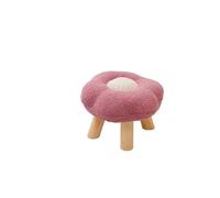 Tabouret Bas Pouf en Forme de Fleur Dessin animé sous Le Bureau, Repose-Pieds Doux, Tabouret Ottoman for Salle Jeux, entrée, Salon, Appartement, Porche pour Maison(Light Red A)
